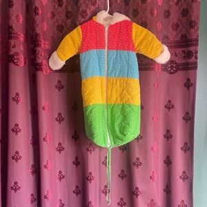 Vibrant Colorful Vintage Faux Fur Lined Infant Coat Sack
